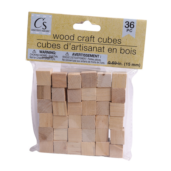 Crafters Square 36 Piece Wood Craft Cubes On Card - .5" Square - Picture 1 of 3